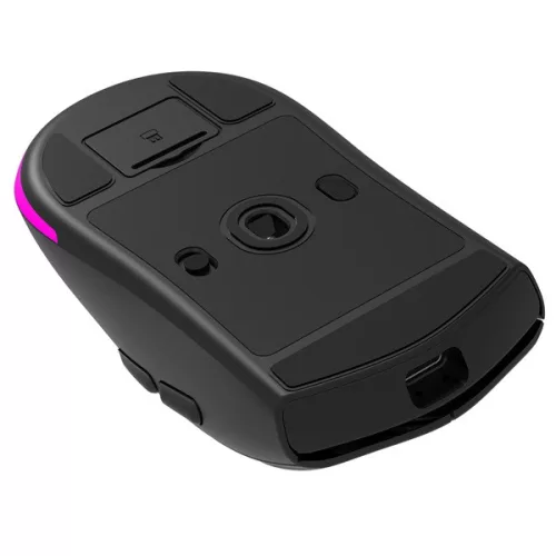 Rampage Vezeték Nélküli Egér - PROTE M5 (PAW3311, Huano 80M, 2400DPI, 400mAh, 6 gomb, RGB, Type-C, fekete)