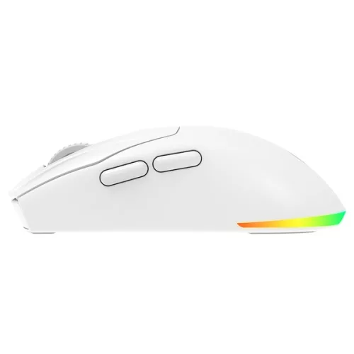 Rampage Vezeték Nélküli Egér - PROTE M5 PRO (PAW3395, Huano 80M, 2600DPI, 500mAh, 6 gomb, RGB, Type-C, fehér)