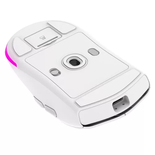 Rampage Vezeték Nélküli Egér - PROTE M5 PRO (PAW3395, Huano 80M, 2600DPI, 500mAh, 6 gomb, RGB, Type-C, fehér)