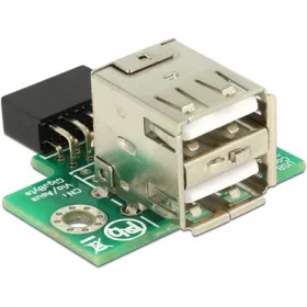 Delock USB-A Pinheader 9pin -> 2db USB-A 2.0 F/F adapter