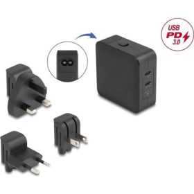   Delock USB GaN töltó 2 x USB Type-C PD 3.0 65 W teljesítménnyel
