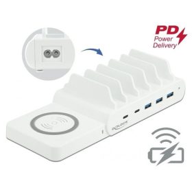   Delock 41450 100W univerzális vezeték nélküli töltő adapter / USB töltő adapter (1db töltőpad, tartórekeszek)