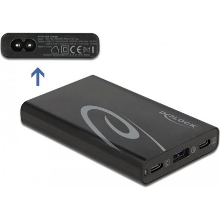 Delock USB töltő 2 db. USB Type-C  PD 3.0 + 1 db. A-típusú USB 60 W-tal