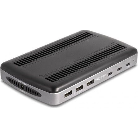 Delock USB töltőállomás 3 db. USB Type-C  PD-vel és 3 db. USB A-típusú csatlakozási felülettel (112 W)