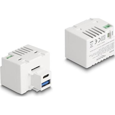 Delock Keystone Modul A-típusú USB-vel és USB Type-C  töltő porttal PD 20 W fehér