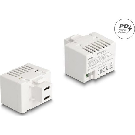 Delock Keystone Modul 2 x USB Type-C  töltő porttal PD 20 W fehér
