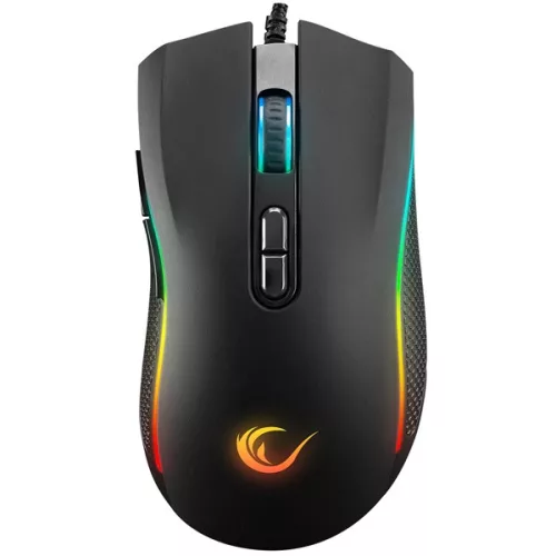 Rampage Egér Gamer - SMX-R44 V2 Macro (12800 DPI, 7 gomb, makro, RGB LED, 1,8m fonott kábel, fekete)