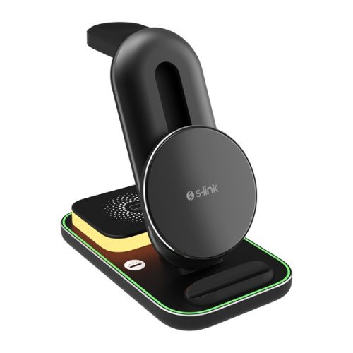 S-Link Vezeték nélküli töltő - SW-CWF117 (Magsafe Wireless charge 3 in 1, 15W, fekete)