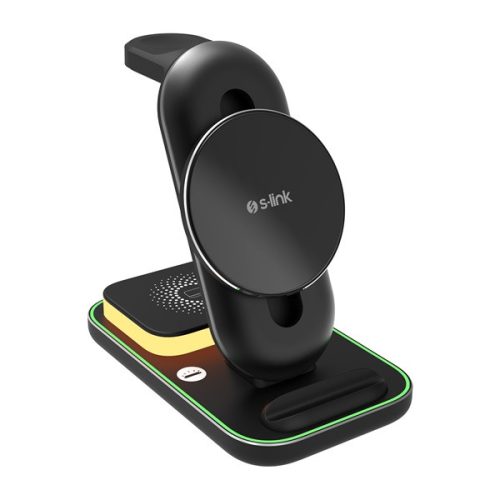 S-Link Vezeték nélküli töltő - SW-CWF117 (Magsafe Wireless charge 3 in 1, 15W, fekete)