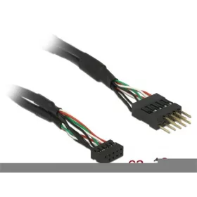   Delock USB-A Pinheader 10pin -> USB-A pinheader 10pin F/M adatkábel 0.12m fekete 2/2,54mm