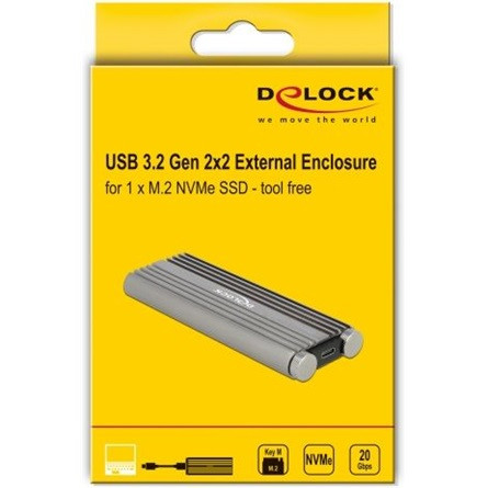 Delock 42001 M.2 2280 PCIe NVMe USB3.2 Gen 2×2 C külső ház ezüst 20Gb/s