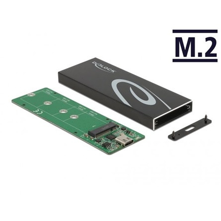 Delock 42003 Aluminium M.2 2280 SATA3 USB3.2 Gen 2×1 C külső ház fekete