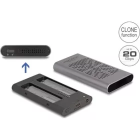   Delock Külső USB 20 Gbps ház 2 x M.2 NVMe PCIe SSD-hez USB Type-C  anyával és klón funkcióval