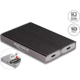   Delock USB Type-C  kettős kombinált külső ház 2 x M.2 NVMe PCIe vagy SATA SSD-hez - eszköz nélkül csatlakoztatható