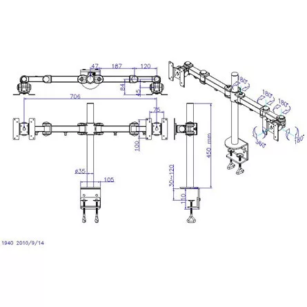 MANHATTAN LCD Monitor asztali tartó 2 dupla karos