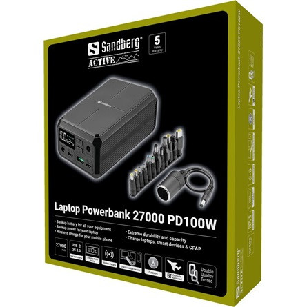 Sandberg Laptop PD100W 27000mAh powerbank fekete
