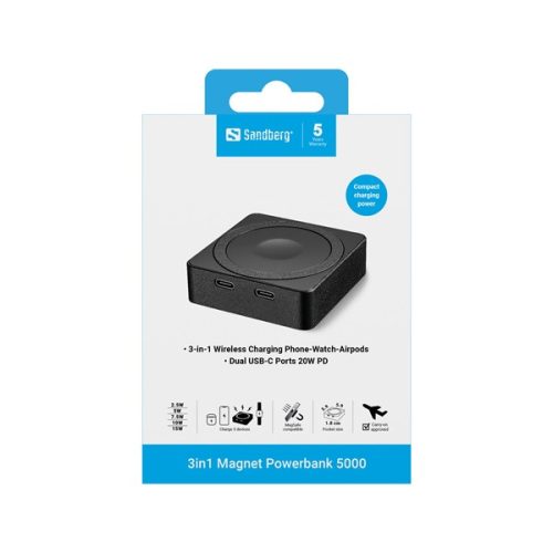 Sandberg Akkubank - 3in1 Magnet Powerbank 5000