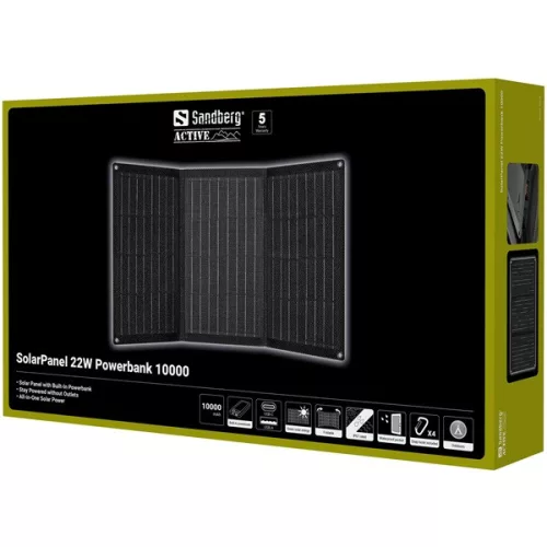 Sandberg Akkubank - SolarPanel 22W Powerbank 10000