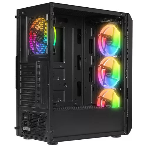 Everest Számítógépház - X-RACER (fekete; üveg; ATX; alsó táp; 4x120mm RGB, 1xUSB3.0 + 2xUSB2.0)