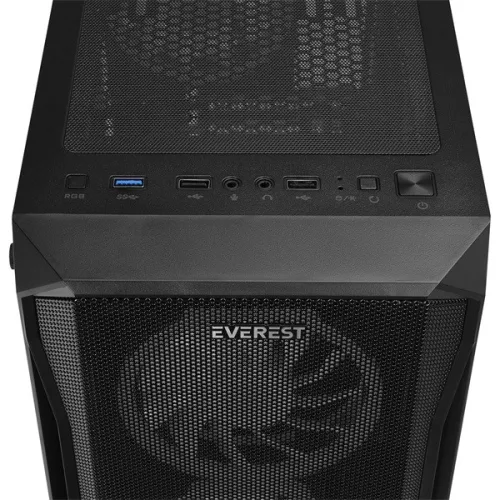 Everest Számítógépház - X-RACER (fekete; üveg; ATX; alsó táp; 4x120mm RGB, 1xUSB3.0 + 2xUSB2.0)