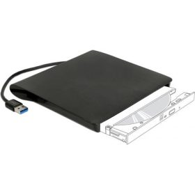   Delock Külso váz 9,5 mm magasságú, 5.25” Ultra Slim SATA meghajtókhoz USB A-típusú apa csatlakozóval