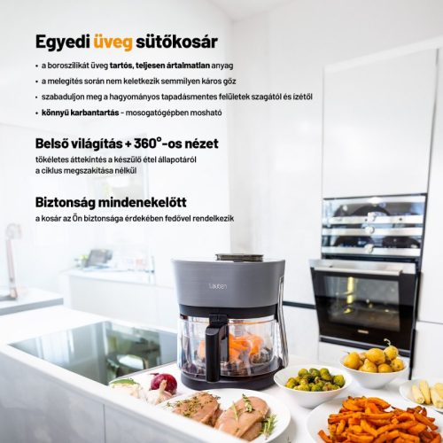 Lauben Glass&SteamAir® Fryer 4500BG - Forró levegős fritőz Üvegkosaras