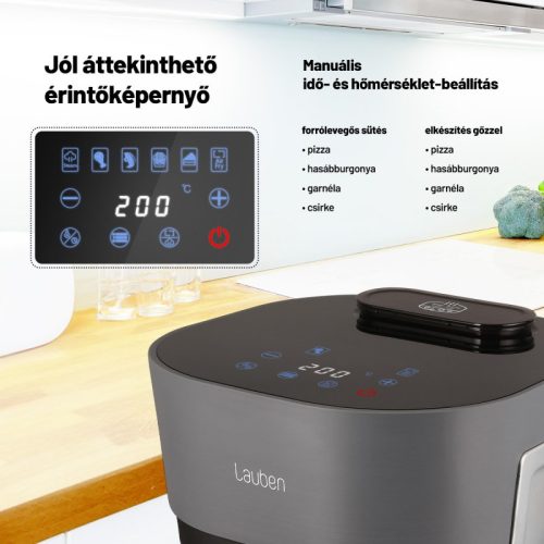 Lauben Glass&SteamAir® Fryer 4500BG - Forró levegős fritőz Üvegkosaras