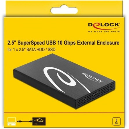 Delock Aluminium 2.5" SATA3 USB3.1 C Gen 2 külső ház fekete