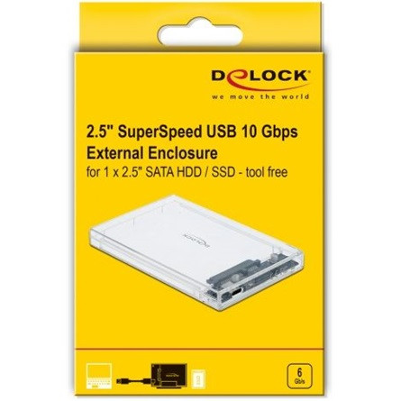 Delock 2.5" SATA3 USB3.1 C Gen 2 külső ház átlátszó