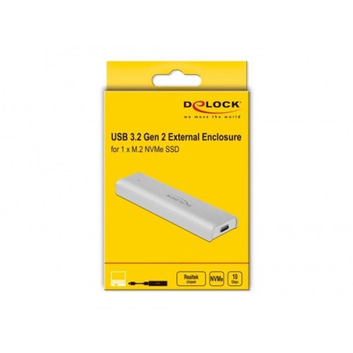 Delock HDD Ház - 42634 (M.2 NVME PCIe SSD(2280, 2260, 2242, 2230) -> USB 10Gbps (USB3.2 Gen2) USB Type-C anya)