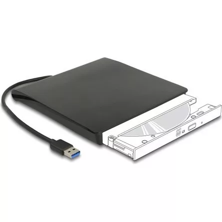 Delock Külső váz 12,7 mm magasságú, 5.25  Slim SATA meghajtókhoz SuperSpeed USB 5 Gbps A-típusú apa csatlakozóval