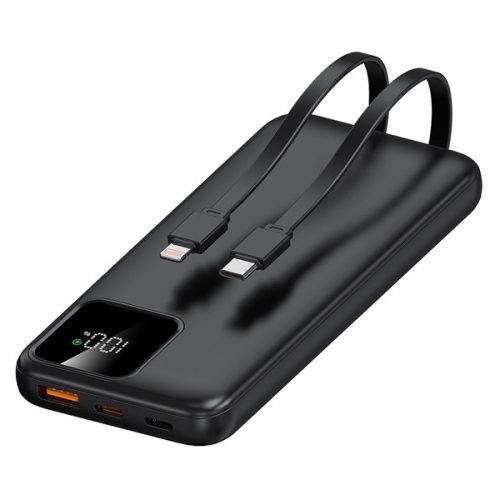 S-Link Powerbank - IP-G16L 10000mAh (3x Type-C, Lightning, 20W PD, led, fekete)