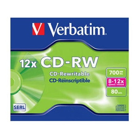 Verbatim CD-RW újraírható CD lemez 700MB normál tok