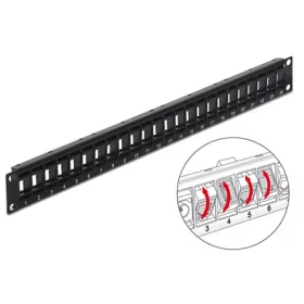 Delock keystone szerelőpanel fekete 19" 24 port
