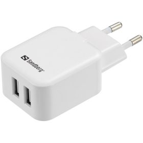 SANDBERG 230V-os töltő, AC Charger Dual USB 2.4+1A EU