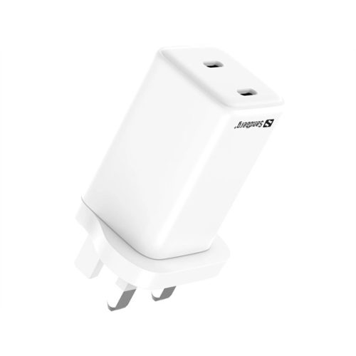 SANDBERG Hálózati töltő, AC Charger Dual USB-C PD 65W UK