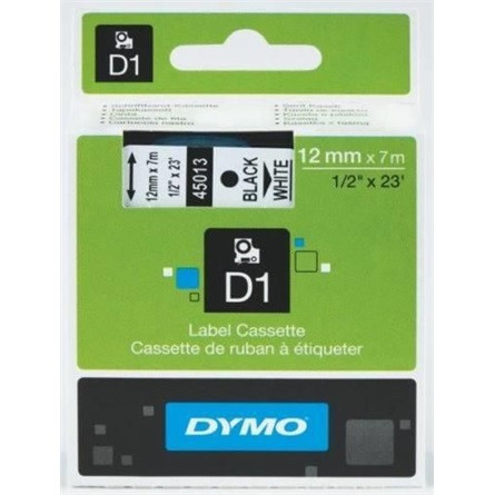 Dymo LM fehér alap, fekete betü. 12mm/7m D1 kazetta