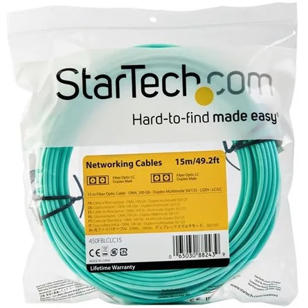 StarTech LC Duplex -> LC Duplex M/M adatkábel 15m kék OM4 Multimode 50/125µm