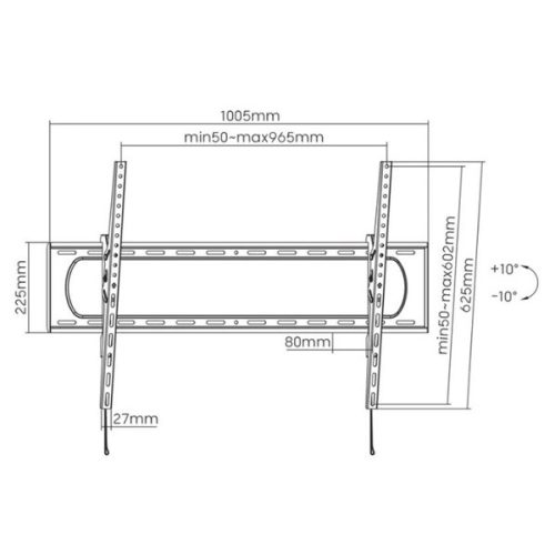 Manhattan TV állvány - Fali dönthető TV állvány Fekete (max.VESA:900x600)(60"-120"-ig) 120kg teherbírás