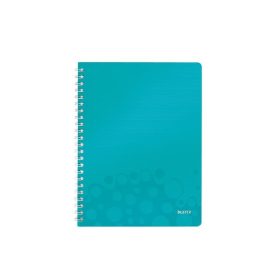   LEITZ Spirálfüzet, A4, vonalas, 80 lap,"Wow", jégkék
