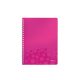 LEITZ Spirálfüzet, A4, kockás, 80 lap,"Wow", rózsaszín