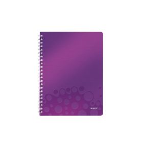   LEITZ Spirálfüzet, A4, kockás, 80 lap,"Wow", lila
