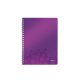 LEITZ Spirálfüzet, A4, kockás, 80 lap,"Wow", lila