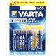 VARTA Longlife Power AAA (LR03) alkáli mikro ceruza elem 4+1db/bliszter