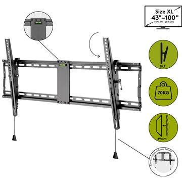 VCOM Goobay Pro dönthető fali konzol (XL) 43"-100"-ig, fekete