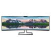 PHILIPS Ívelt monitor 48.8" 499P9H, 5120x1440, 32:9, 450cd/m2, 5ms, USB-C(+dokkoló)/3xUS/LAN/DP/2xHDMI, hangszóró/webkam