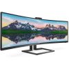 PHILIPS Ívelt monitor 48.8" 499P9H, 5120x1440, 32:9, 450cd/m2, 5ms, USB-C(+dokkoló)/3xUS/LAN/DP/2xHDMI, hangszóró/webkam