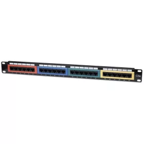   Manhattan Patch panel - CAT5e UTP színezett patch panel, 24 portos, 1U, Fekete