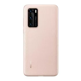   Huawei P40 HUAWEI műanyag telefonvédő gumírozott, textil minta, RÓZSASZÍN