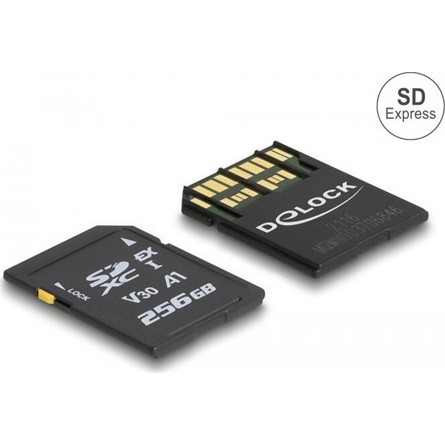 Delock 256GB 54091 UHS-1 U3  V30 A1 SDXC Express memóriakártya BOX fekete